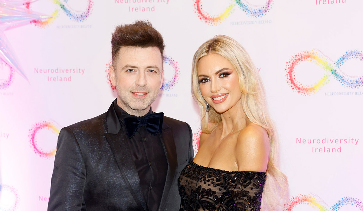 Mark Feehily and Rosanna Davison at the Infinity Ball in aid of Neurodiversity Ireland held at the Intercontinental Hotel. Pic: Kieran Harnett