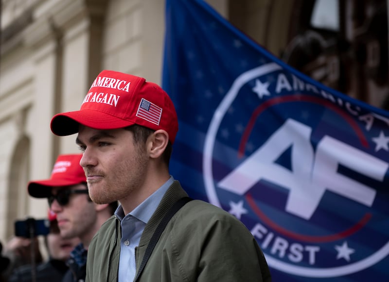 Nick Fuentes. Photograph: Nicole Hester/Ann Arbor News/AP