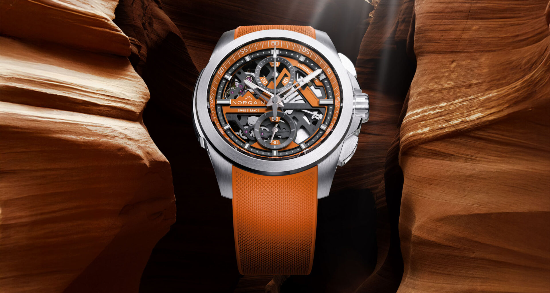 The Norqain Independence Skeleton Chrono 42mm Orange