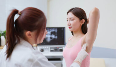 woman lymph armpit examination. Node-Positive Breast Cancer