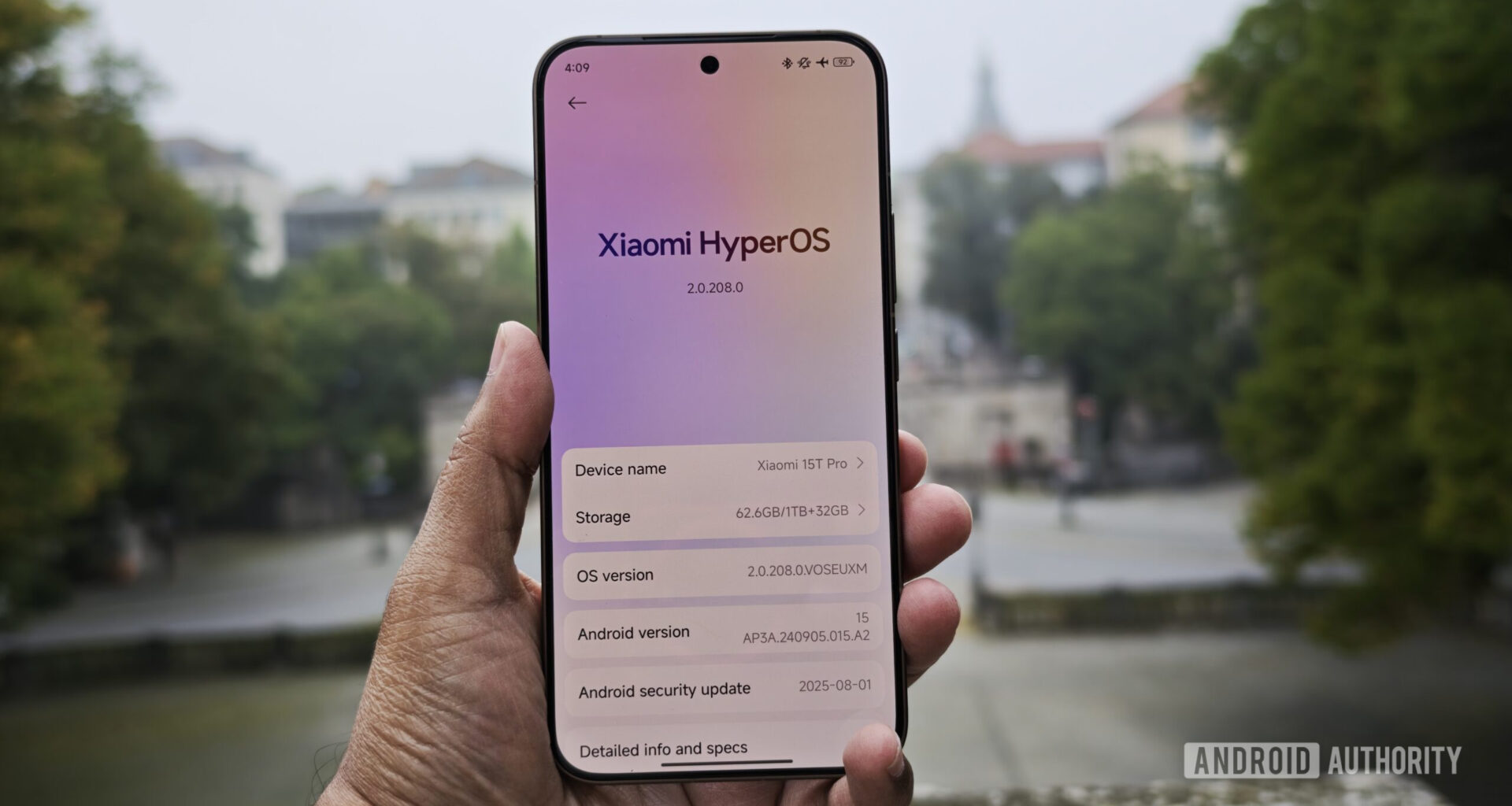Photo of HyperOS version on the Xiaomi 15T Pro