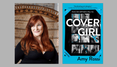 Collage with headshot of Amy Rossi on the left and the book cover for "The Cover Girl" on the right.