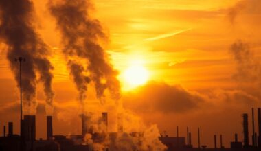 Emissions at sunrise from a power plant