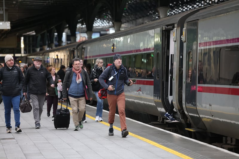 Passengers board the Enterprise train for Belfast at Connolly Station.  Photo: Bryan O’Brien / The Irish Times
