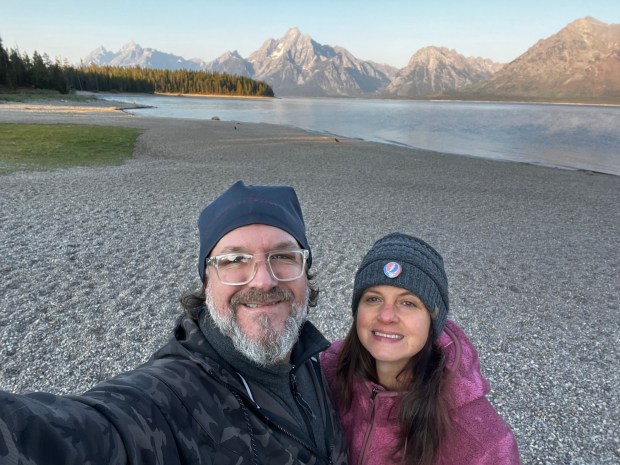 Sarah Praski, of Tinley Park, who developed treatment-resistant depression, and her husband, Michael Praski, take a selfie at Yellowstone National Park. "Michael was so loving. It's not easy to be with someone experiencing a mental health crisis because you feel so helpless," she said. (Michael Praski)