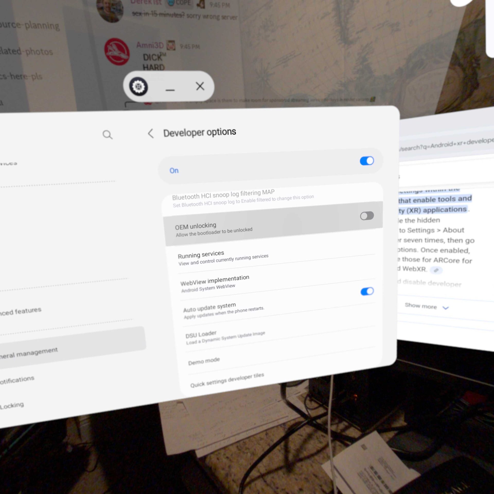 Samsung Galaxy XR Allow OEM Unlock option in Developer Settings 1 Samsung Galaxy XR Allow OEM Unlock option in Developer Settings 1