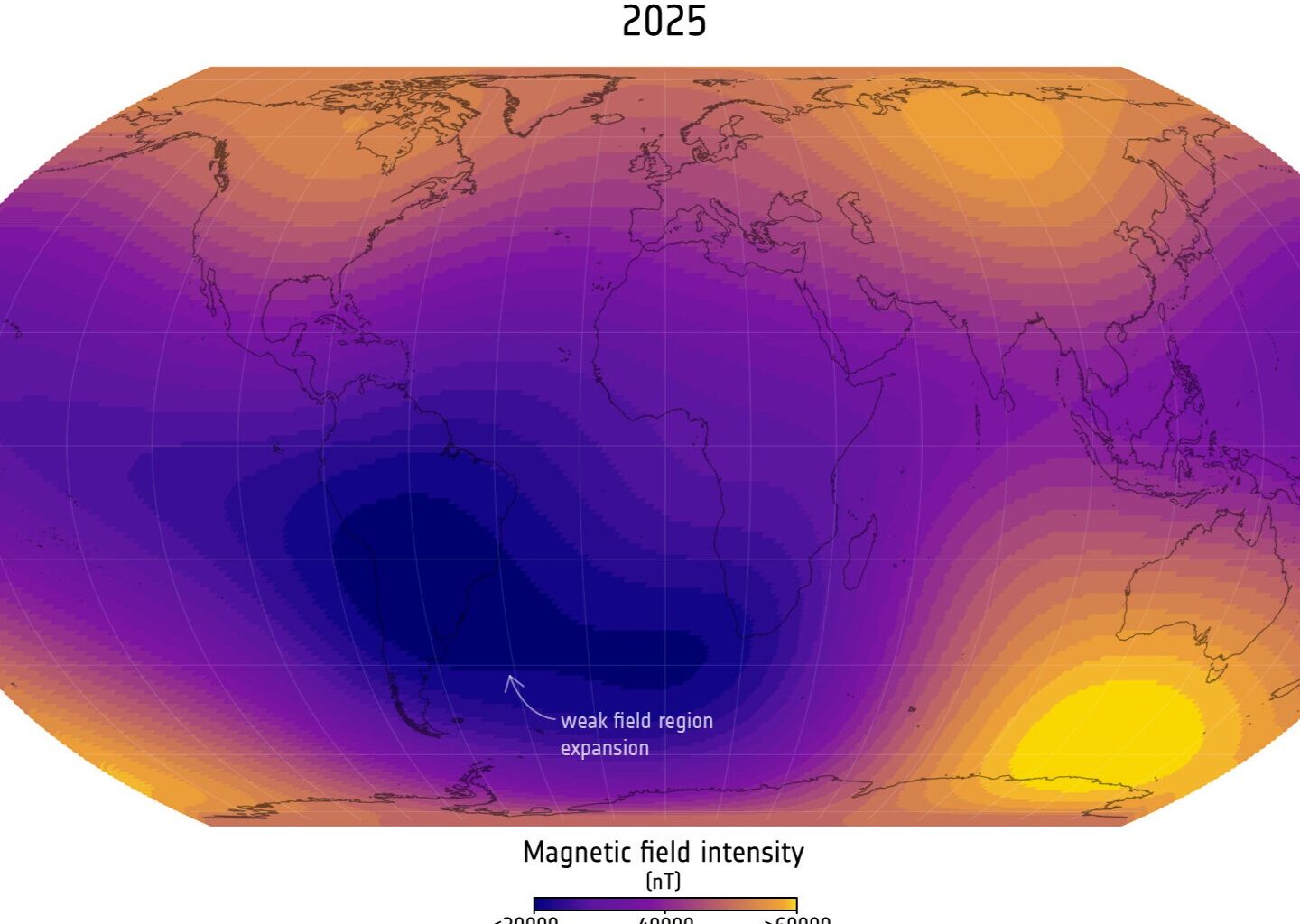 ESA's Swarm spots a fast-growing anomaly in the Earth’s magnetic field