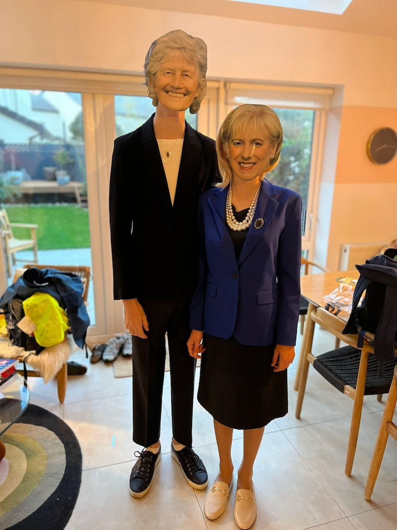 Dublin brothers, Theo and Toby Egan, dressed as the presidential candidates on their school's pre-Halloween fancy dress day. Photograph: Egan family