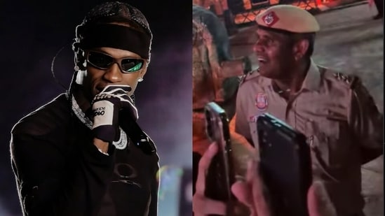 Travis Scott's performance left a policeman in Delhi standing with his mouth agape. 