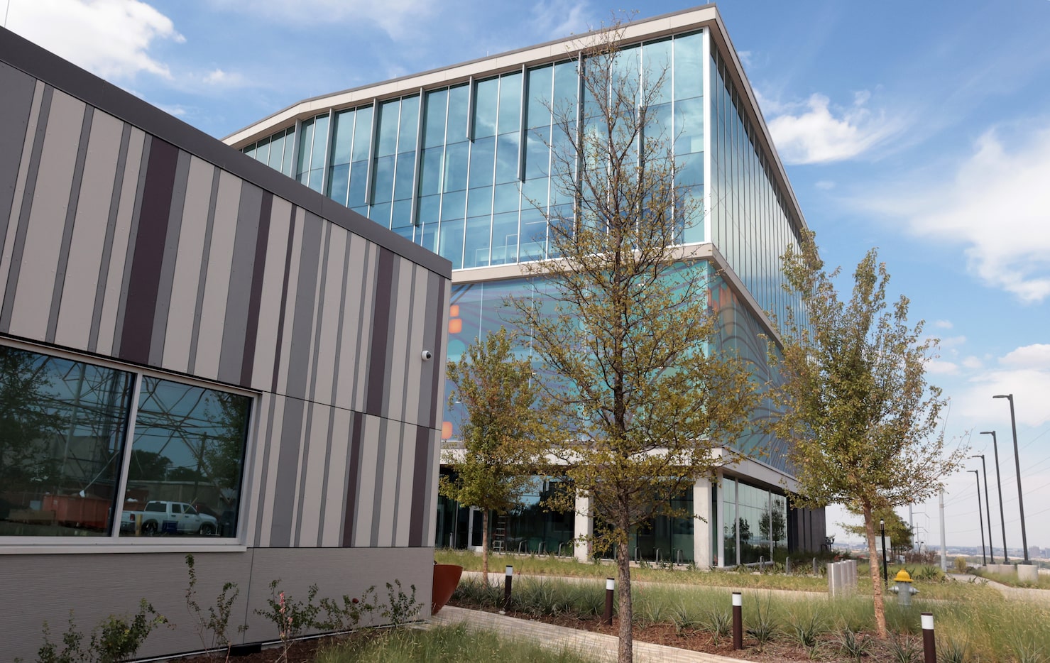 Architectural designs blend within two adjacent buildings on the campus of the new Metrocare...