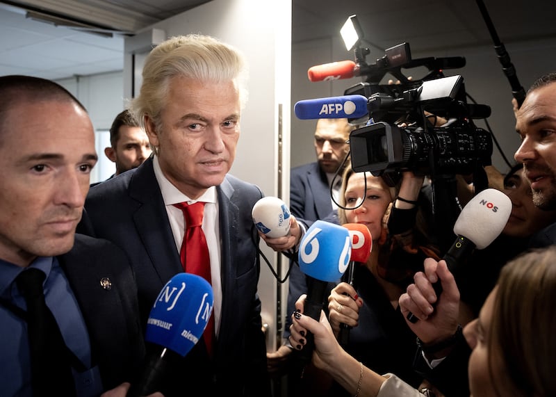 Geert Wilders' Freedom party is neck and neck with liberal rivals for first place in the election, but lacks coalition options. Photograph: Remko de Waal/ANP/AFP       