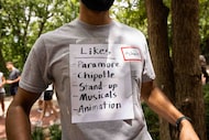 Ashwin Ramakrishnan of Plano wears a T-shirt with his likes and dislikes during a Datey...