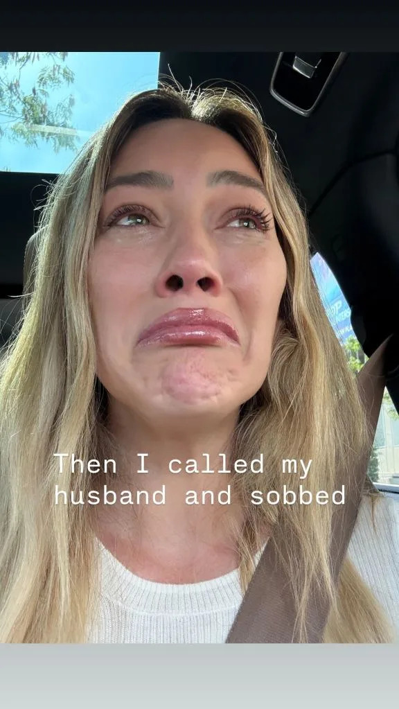“Then I called my husband and sobbed,” she wrote on her Instagram Stories. Hilary Duff/Instagram