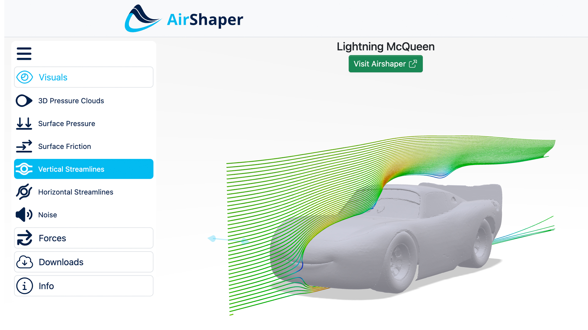 Lightning McQueen interactive CFD model.