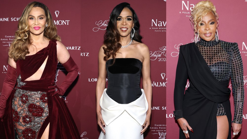 Tina Knowles, Michelle Williams and Mary J Blige at the 27th Annual Angel Ball held at Cipriani Wall St. on October 27, 2025 in New York, New York.