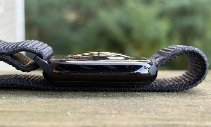 The speaker grille on the Apple Watch Series 10.