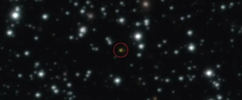 The orange dot at the center of this image is a powerful explosion that repeated several times over the course of a day, an event unlike anything ever witnessed before. The image was taken with ESO’s Very Large Telescope (VLT). (CREDIT: ESO / eso2514a / Wikimedia)
