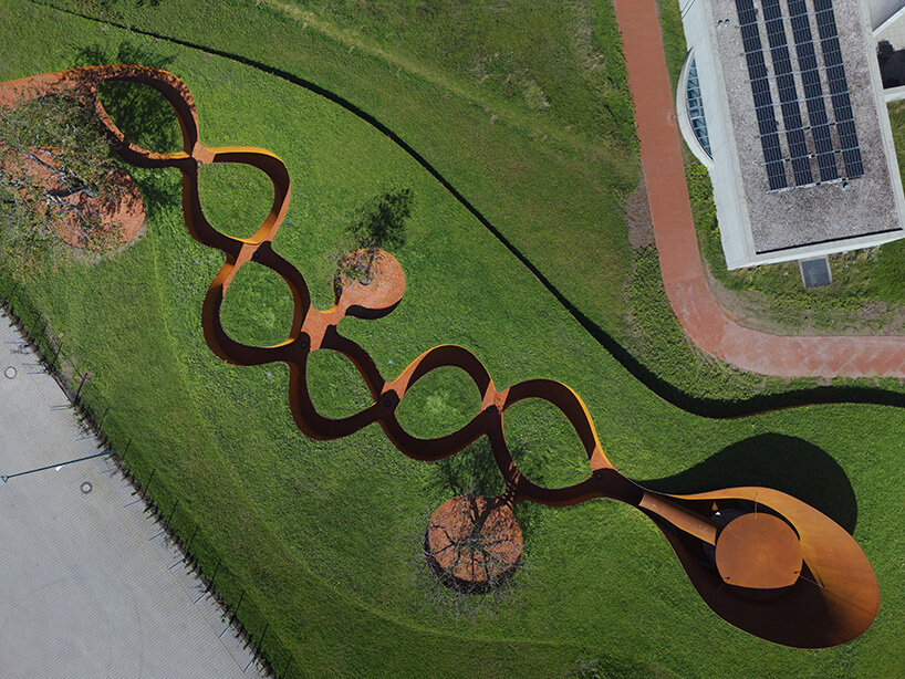 balkrishna doshi’s final project unfolds in spiraling steel forms on the vitra campus, germany