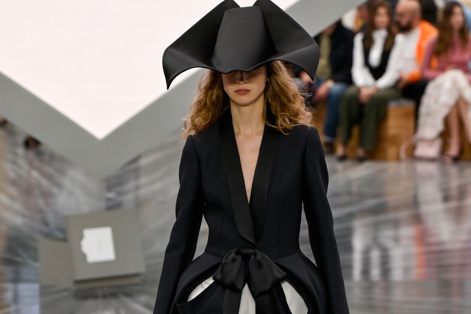 JW Anderson’s peplum blazer and pleated skirt for Christian Dior at Paris Fashion Week earlier this month. Photo: Giovanni Giannoni/WWD via Getty Images