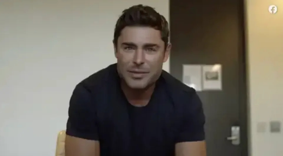 Zac Efron on a video call