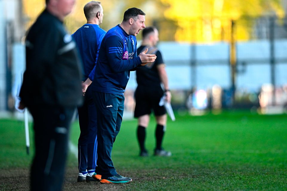 Naas brought in Philly McMahon to manage the club and the Dublin football legend was on the sideline for Sunday's Kildare SFC final defeat to Athy. Photo by Piaras Ó Mídheach/Sportsfile