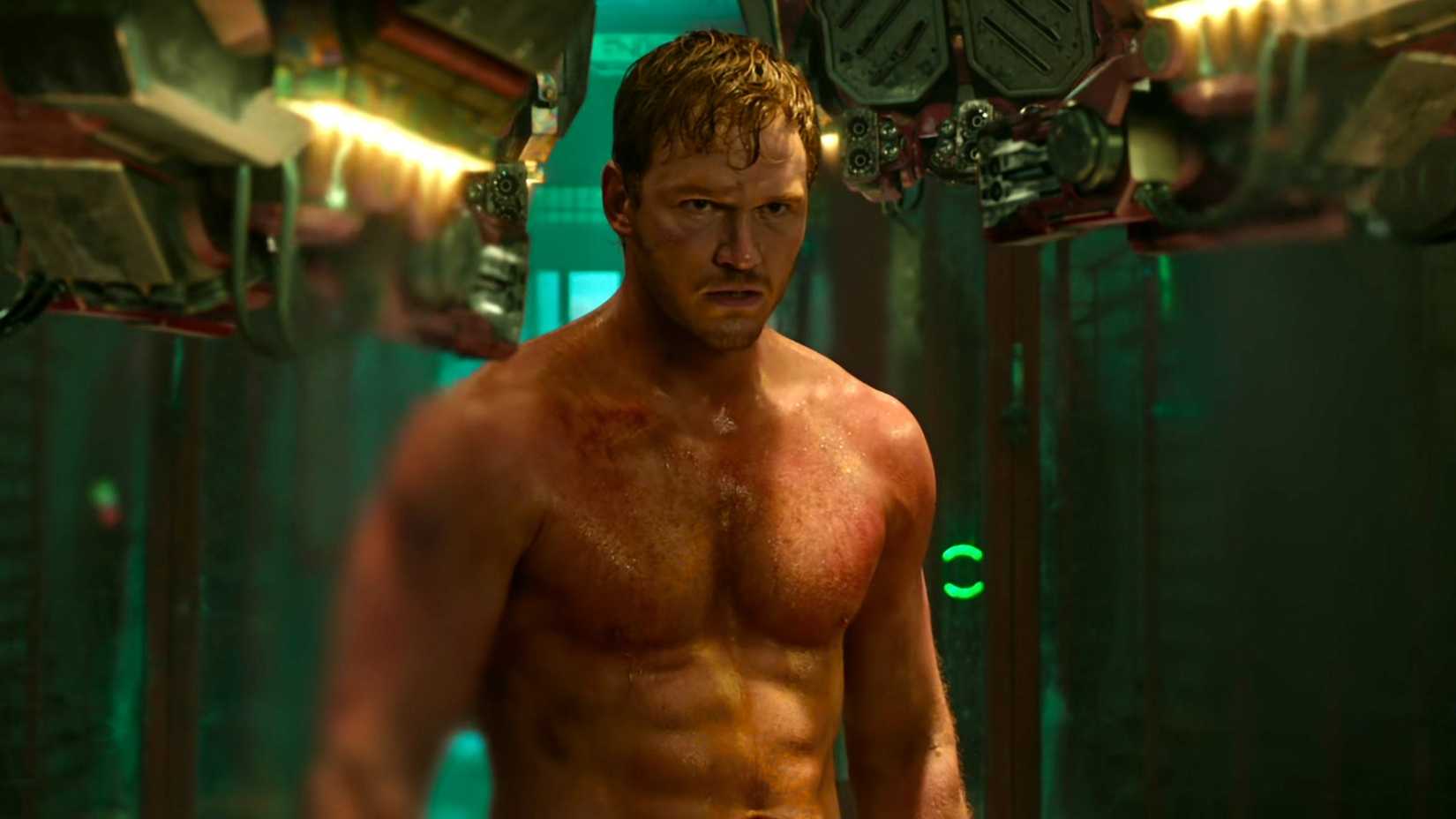 Chris Pratt Shirtless As Star-Lord In Prison Intake In Guardians of the Galaxy