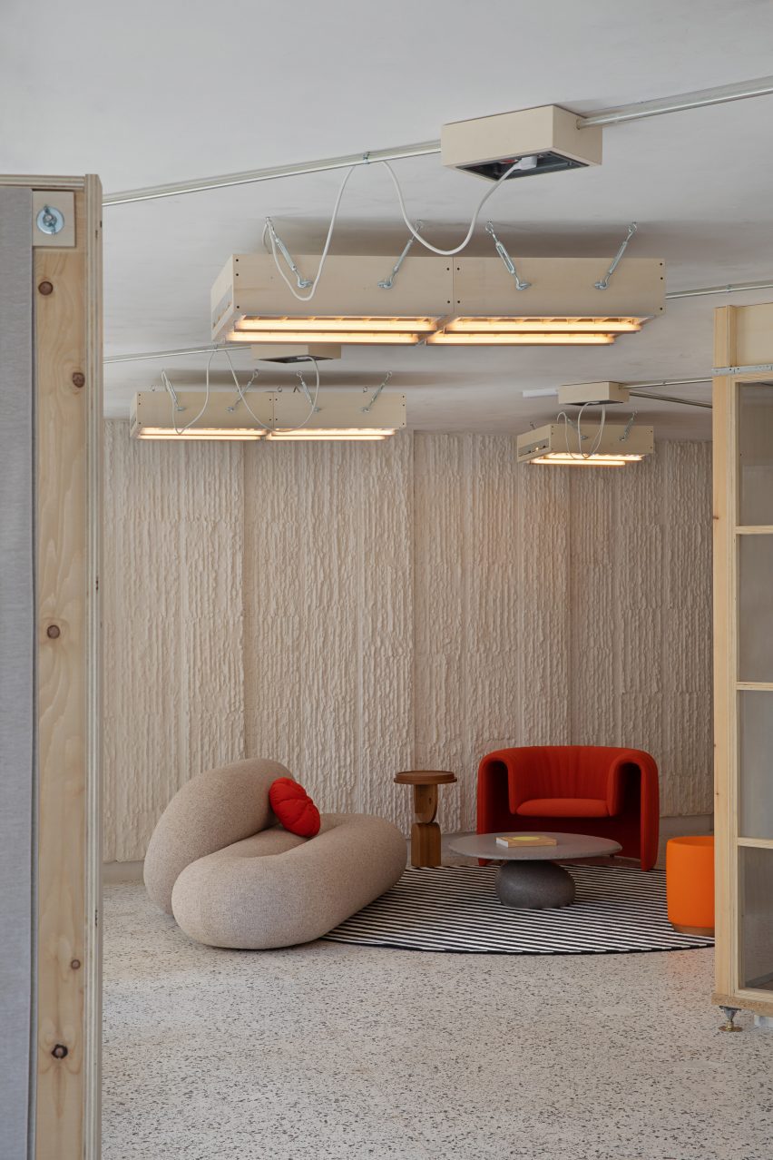 Seating area in CoLab showroom by Lucas Muñoz for Sancal