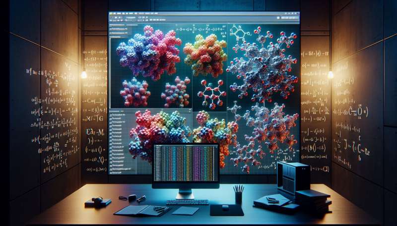 Credit: AI-generated image Computer simulations large molecules math formula