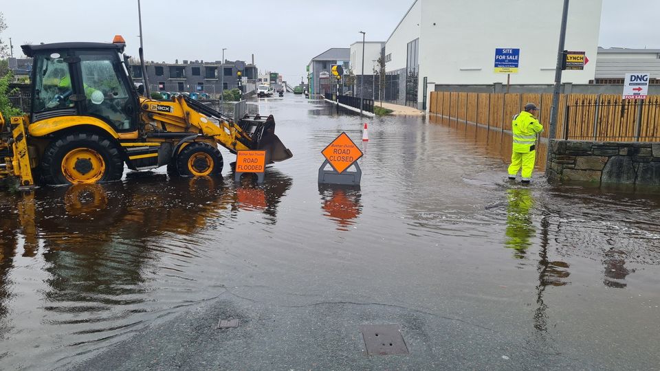 Flooding in Moycullen on Thursday afternoon. Photo: Moycullen News Facebook