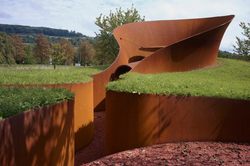 Weathered-steel pavilion