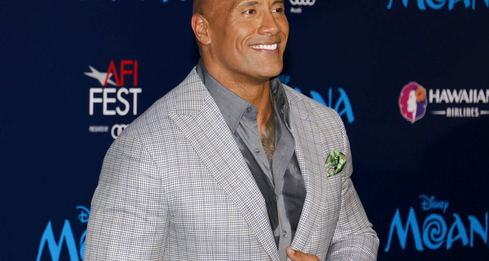 Dwayne Johnson at the AFI FEST 2016 Premiere of 'Moana' held at the El Capitan Theatre in Hollywood, USA on November 14, 2016. Editorial credit: Tinseltown / Shutterstock.com