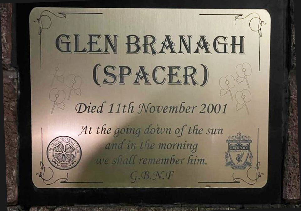 Memorial plaque for Glen Hugh Branagh