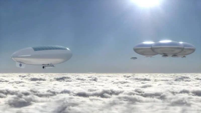 Artists rendering of a NASA Cloud City on Venus. (CREDIT: NASA / Wikimedia Commons)