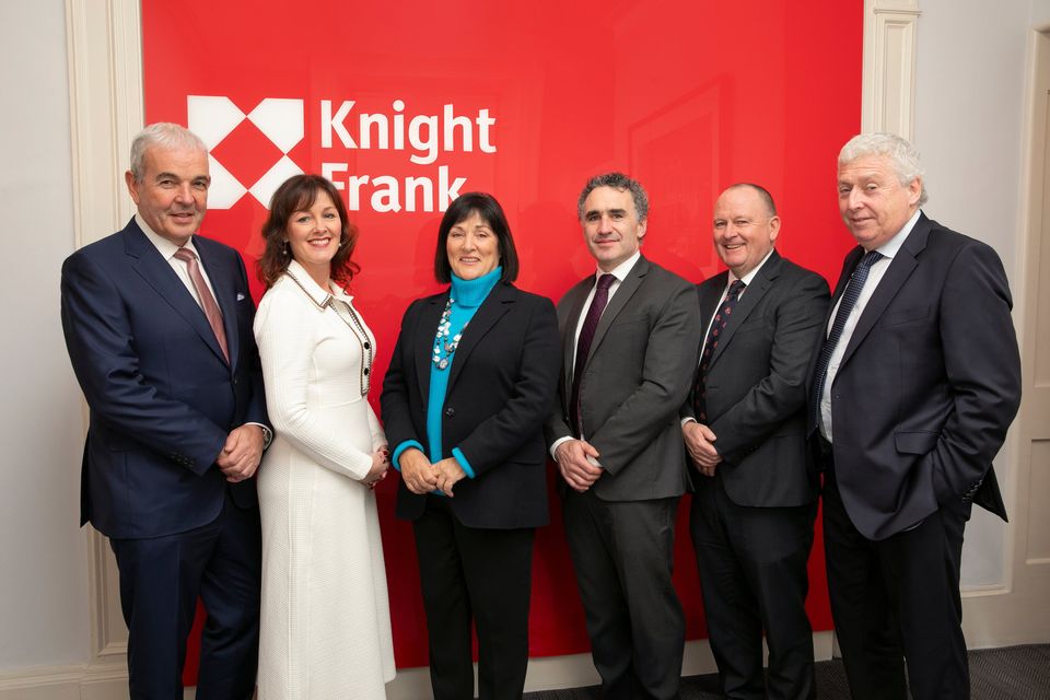 From left: Tommy Kelly, CastleGate; Marian Finnegan, CEO Sherry FitzGerald; Anne Heraty, Chair Sherry FitzGerald; Kevin Dufficy, CFO/COO Sherry FitzGerald; Declan O’Reilly and James Meagher, co-founders Knight Frank Ireland