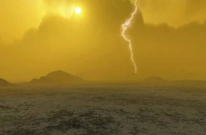 Artist’s impression of Venus’ atmosphere. (CREDIT: European Space Agency/J. Whatmore)