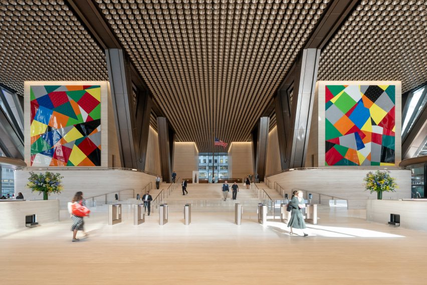 Lobby of 270 Park Avenue skyscraper by Foster + Partners in New York