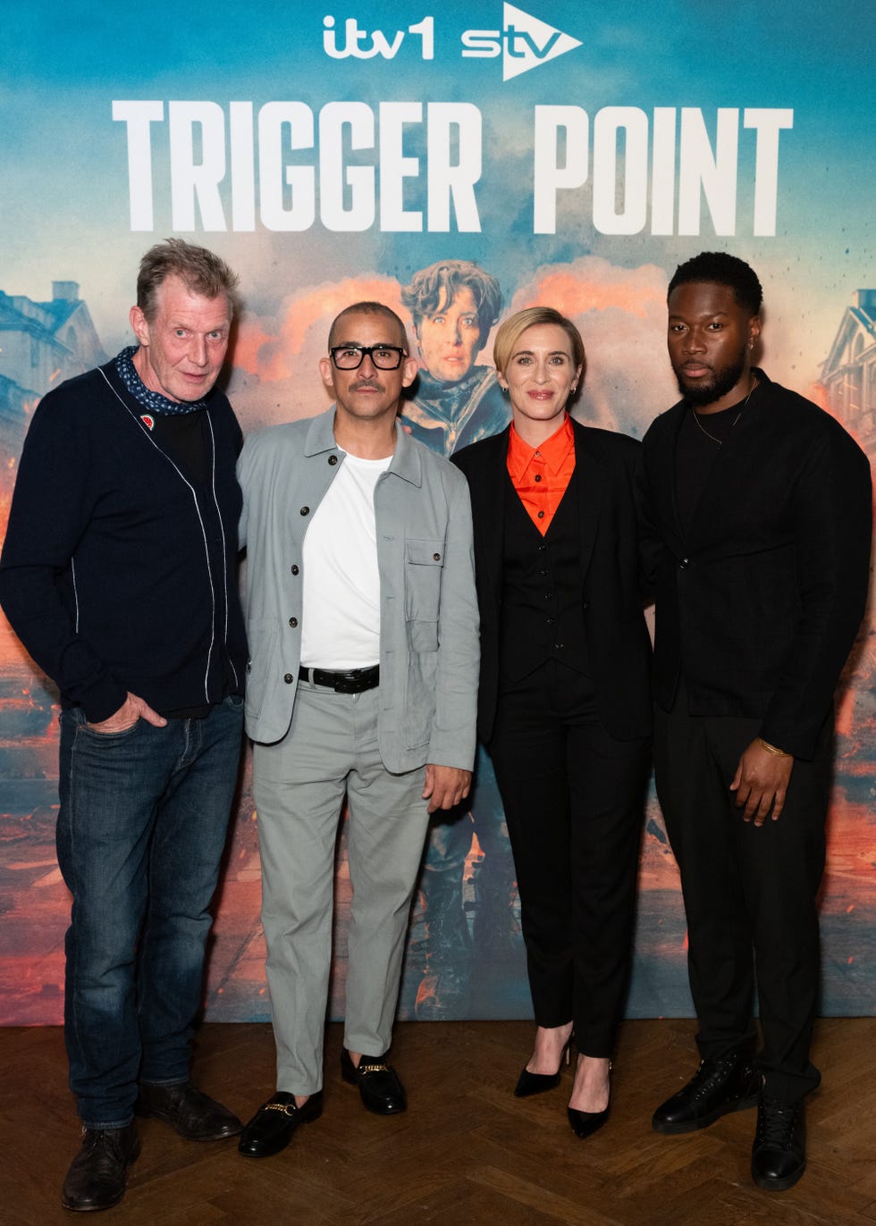 london, england october 23: (l r) jason flemyng, nabil elouahabi, vicky mcclure and eric shango attend the "trigger point" series 3 bfi screening at bfi southbank on october 23, 2025 in london, england. (photo by eamonn m. mccormack/getty images)