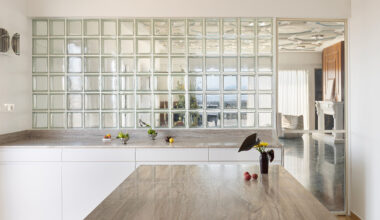 glass blocks and marble define revamp of 1960s athens penthouse