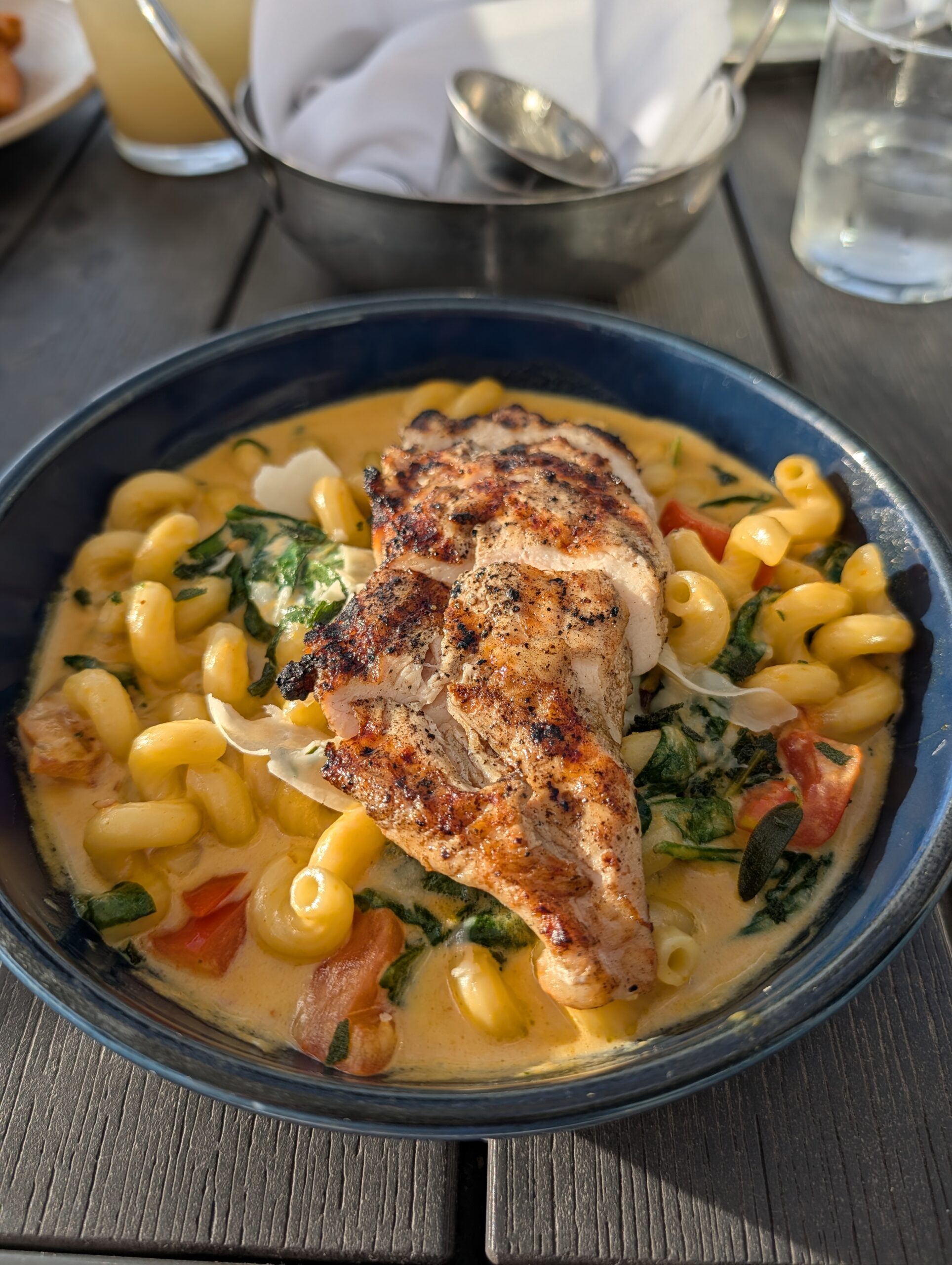 Photo of a chicken and pasta dish, taken with the Pixel 10 Pro.