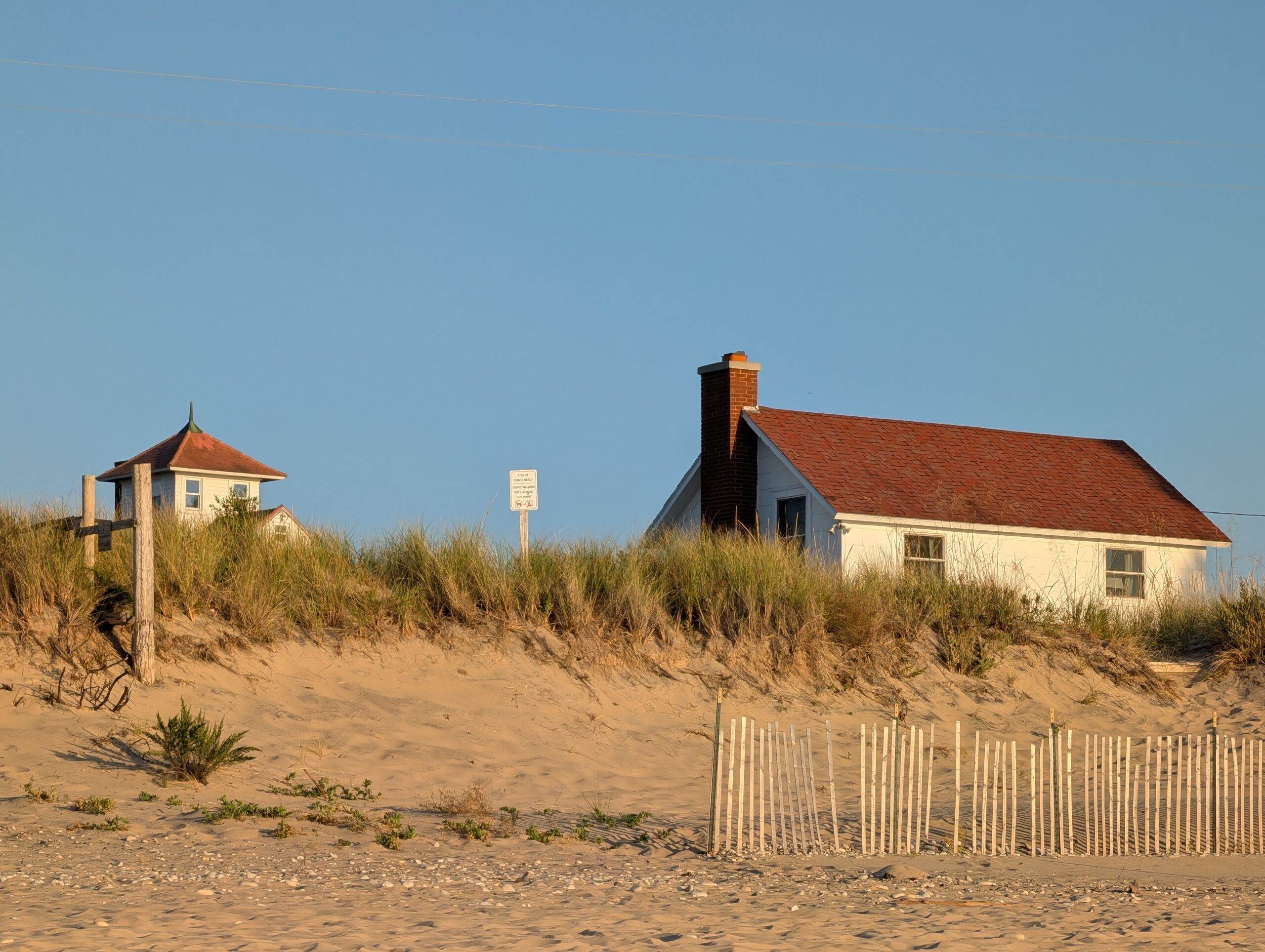 A photo of buildings on a beach, taken with the Pixel 10 Pro.