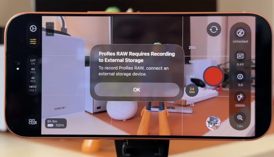 iPhone 17 Pro internal ProRes RAW recording is possible, but not recommended