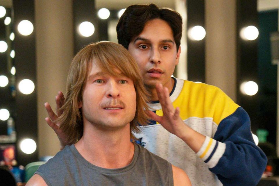 Glen Powell and Frankie A. Rodriguez in 'Chad Powers'. Photo: Disney+