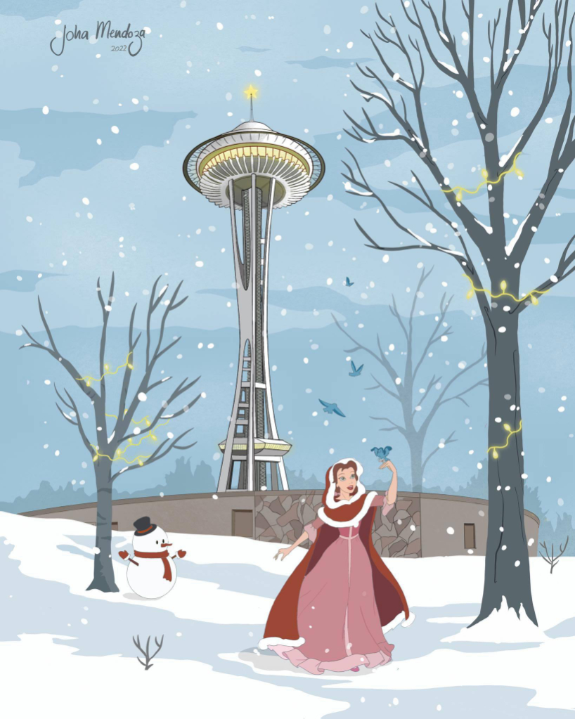 disney's animated characters reimagine iconic architectural landmarks