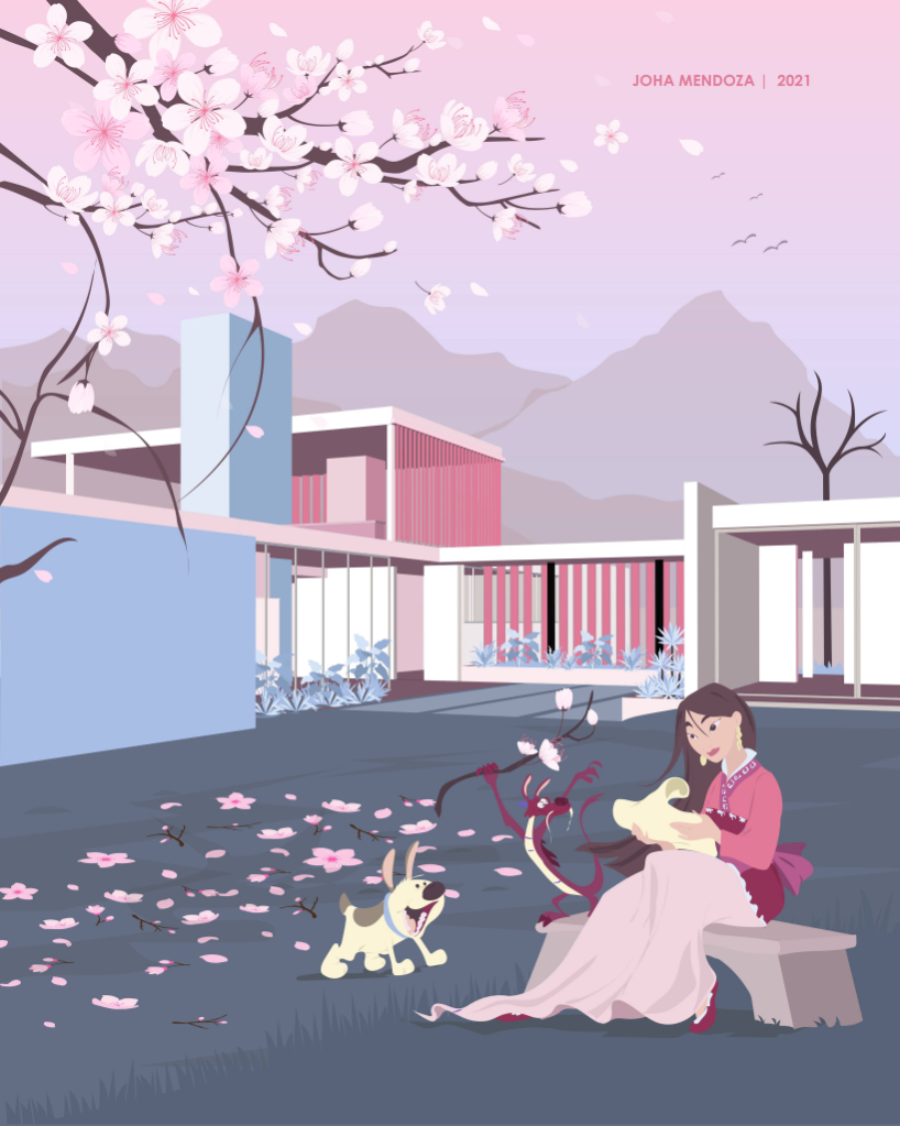 disney's animated characters reimagine iconic architectural landmarks