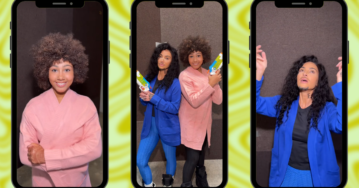 Kim Kardashian & North West's Jay Guapo & Pink Cardigan Costumes Are Taking Over TikTok