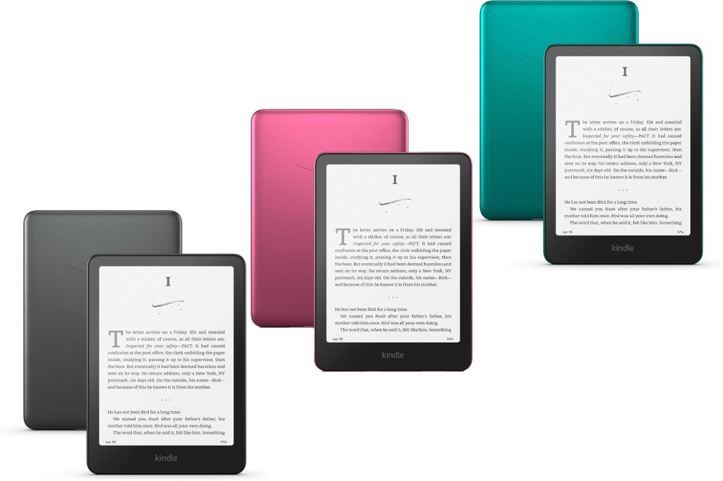 A group of Kindle Paperwhite Signature Edition electronic devices