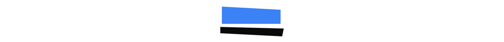 a blue rectangular shape positioned above a smaller black rectangular shape both on a white background