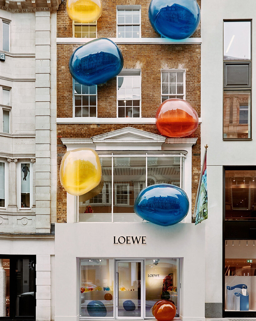 LOEWE inflates colorful bubble sculptures across mayfair storefront during frieze london