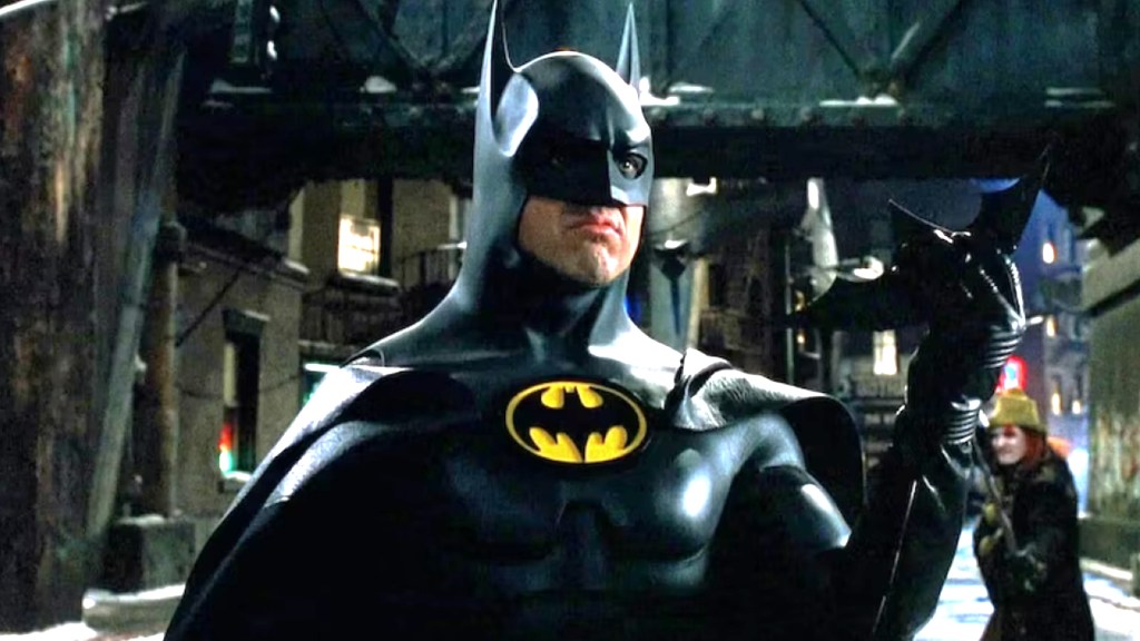 Michael Keaton as Batman with a Batarang in Batman Returns (1992)