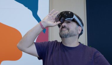 Samsung Galaxy XR headset on the face of CNET&apos;s Scott Stein